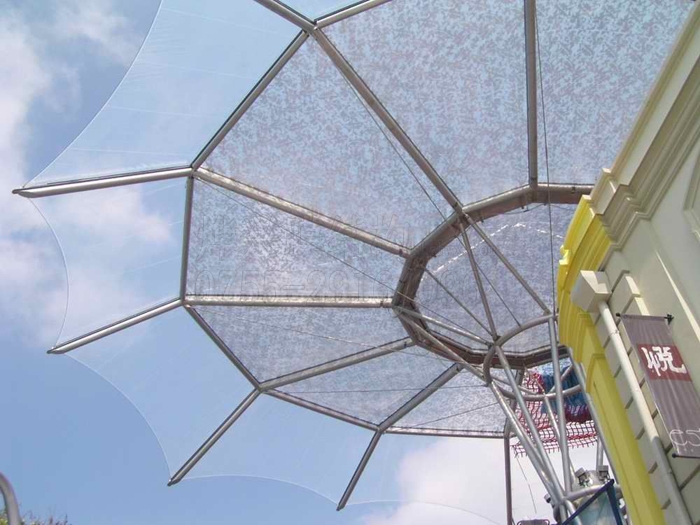 【單層ETFE街道遮陽棚定制】ETFE膜結構透明走廊雨棚