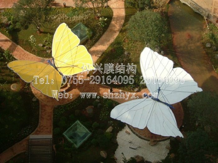 【公園小品景觀膜結構】蝴蝶造型美觀景觀張拉膜遮陽棚