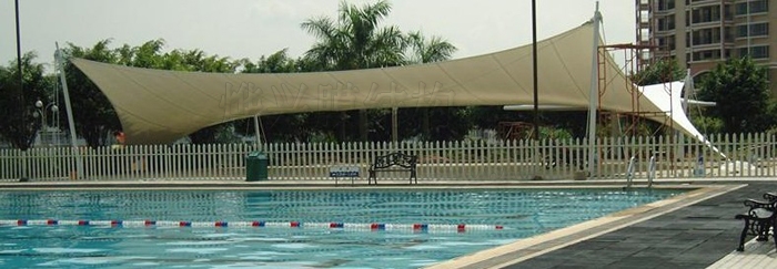 【景觀張拉膜廠家批發】簡單低價泳池張拉膜遮陽棚設計